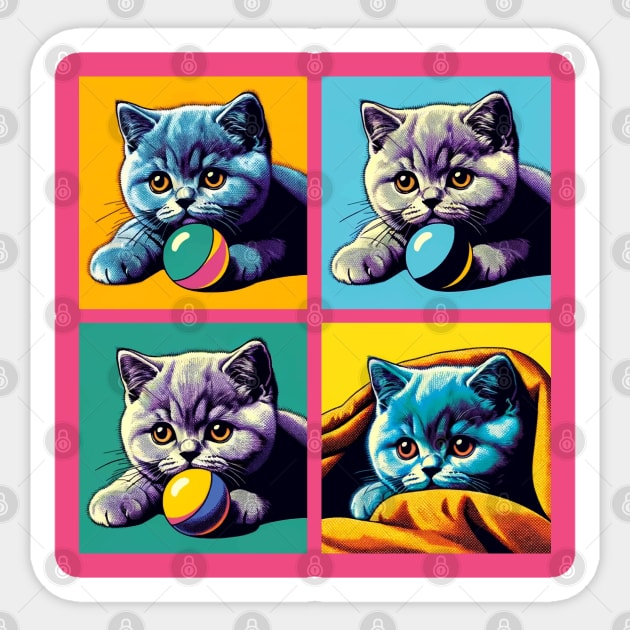 British Shorthair Pop Art - Cute Kitties Sticker by PawPopArt